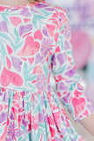 Watercolor Hearts 3/4 Sleeve Pocket Twirl Dress - Mila & Rose ®
