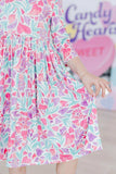 Watercolor Hearts 3/4 Sleeve Pocket Twirl Dress - Mila & Rose ® - Flyclothing LLC