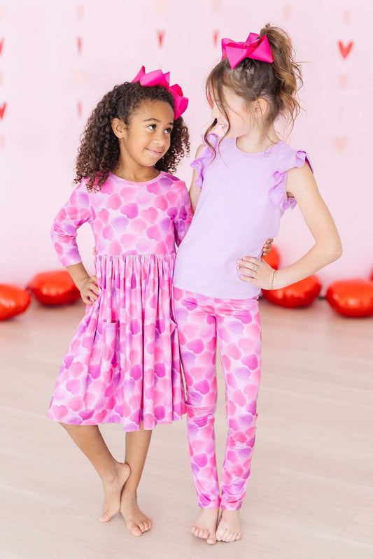 Happy Heart Day 3/4 Sleeve Pocket Twirl Dress - Mila & Rose ® - Flyclothing LLC