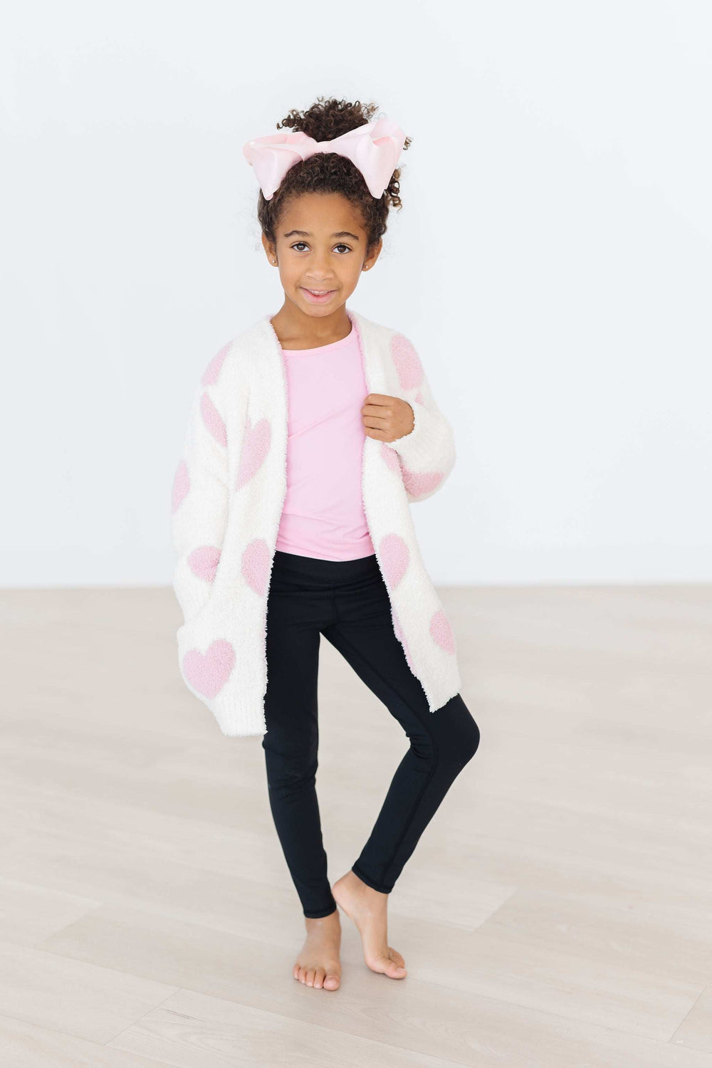 Coconut/Light Pink Heart Cozy Cardigan - Mila & Rose ® - Flyclothing LLC
