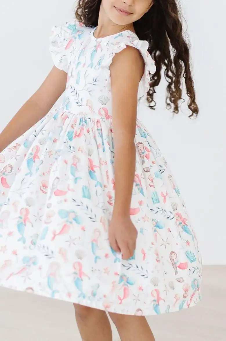Mermaid Friends Flutter Sleeve Twirl Dress - Mila & Rose ® - Flyclothing LLC