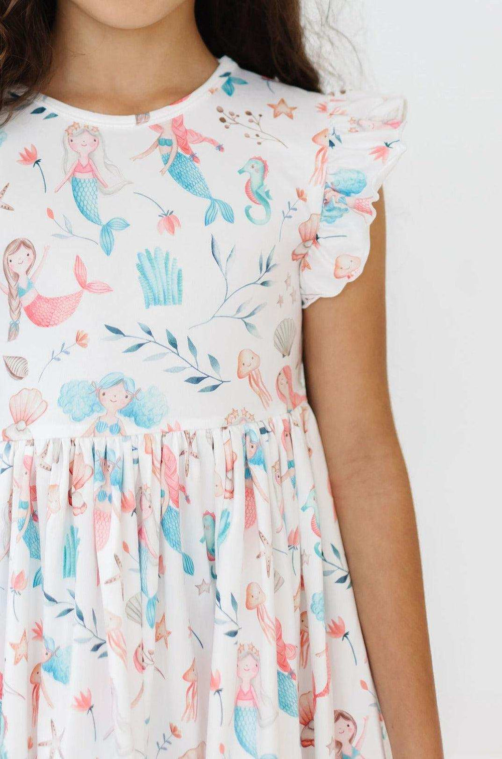 Mermaid Friends Flutter Sleeve Twirl Dress - Mila & Rose ® - Flyclothing LLC