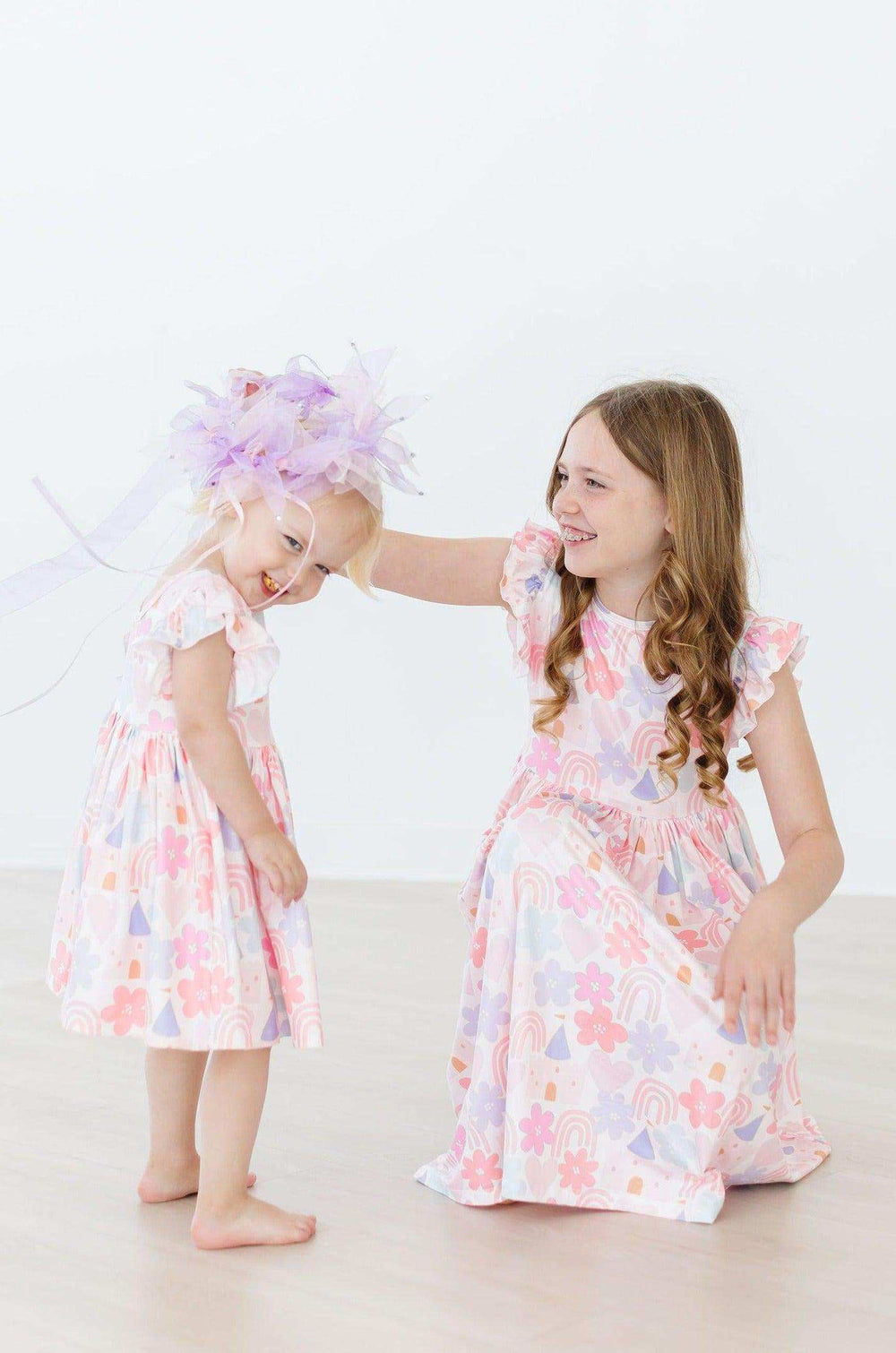 Castles & Rainbows Flutter Sleeve Twirl Dress - Mila & Rose ® - Flyclothing LLC