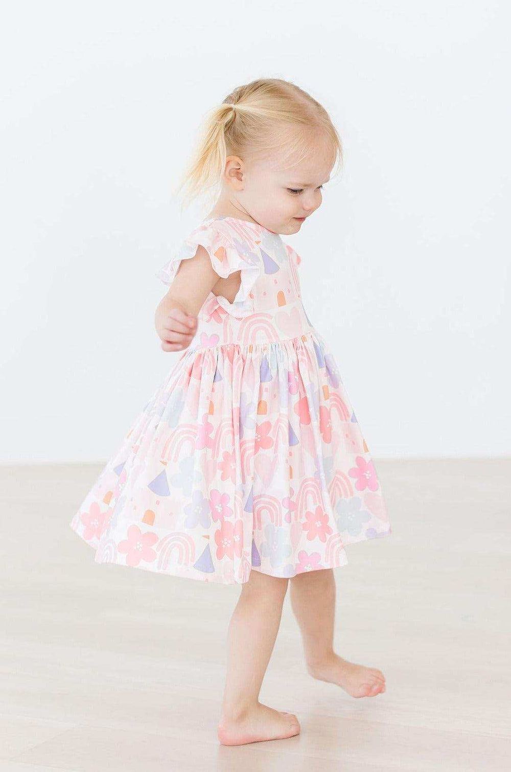 Castles & Rainbows Flutter Sleeve Twirl Dress - Mila & Rose ® - Flyclothing LLC
