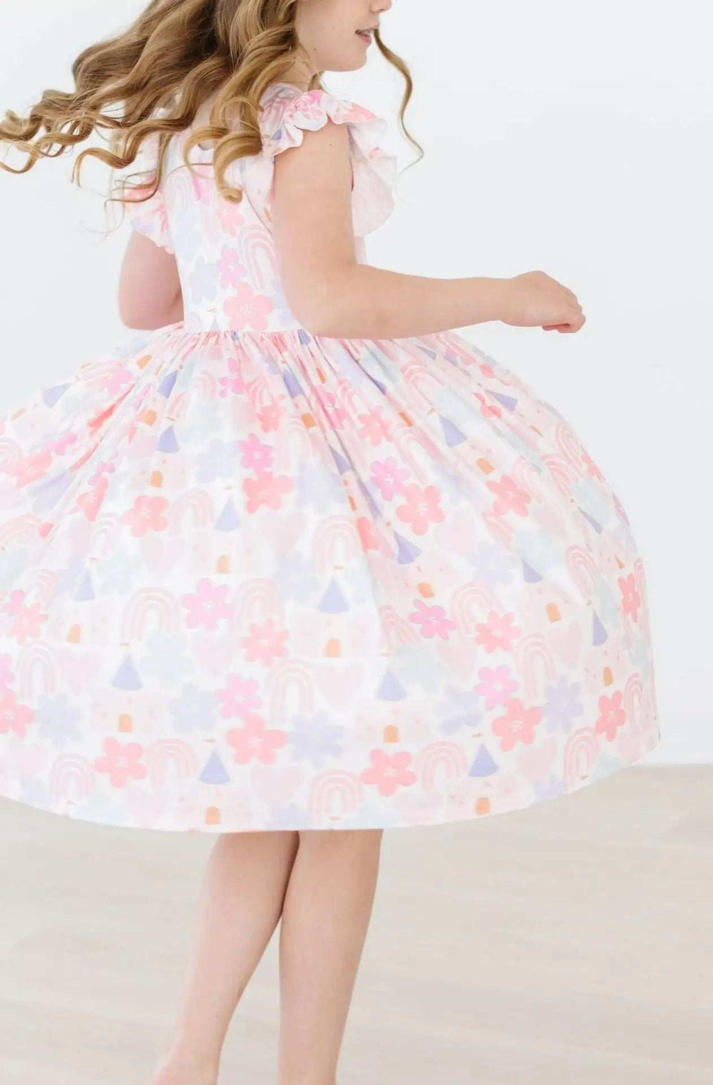 Castles & Rainbows Flutter Sleeve Twirl Dress - Mila & Rose ® - Flyclothing LLC