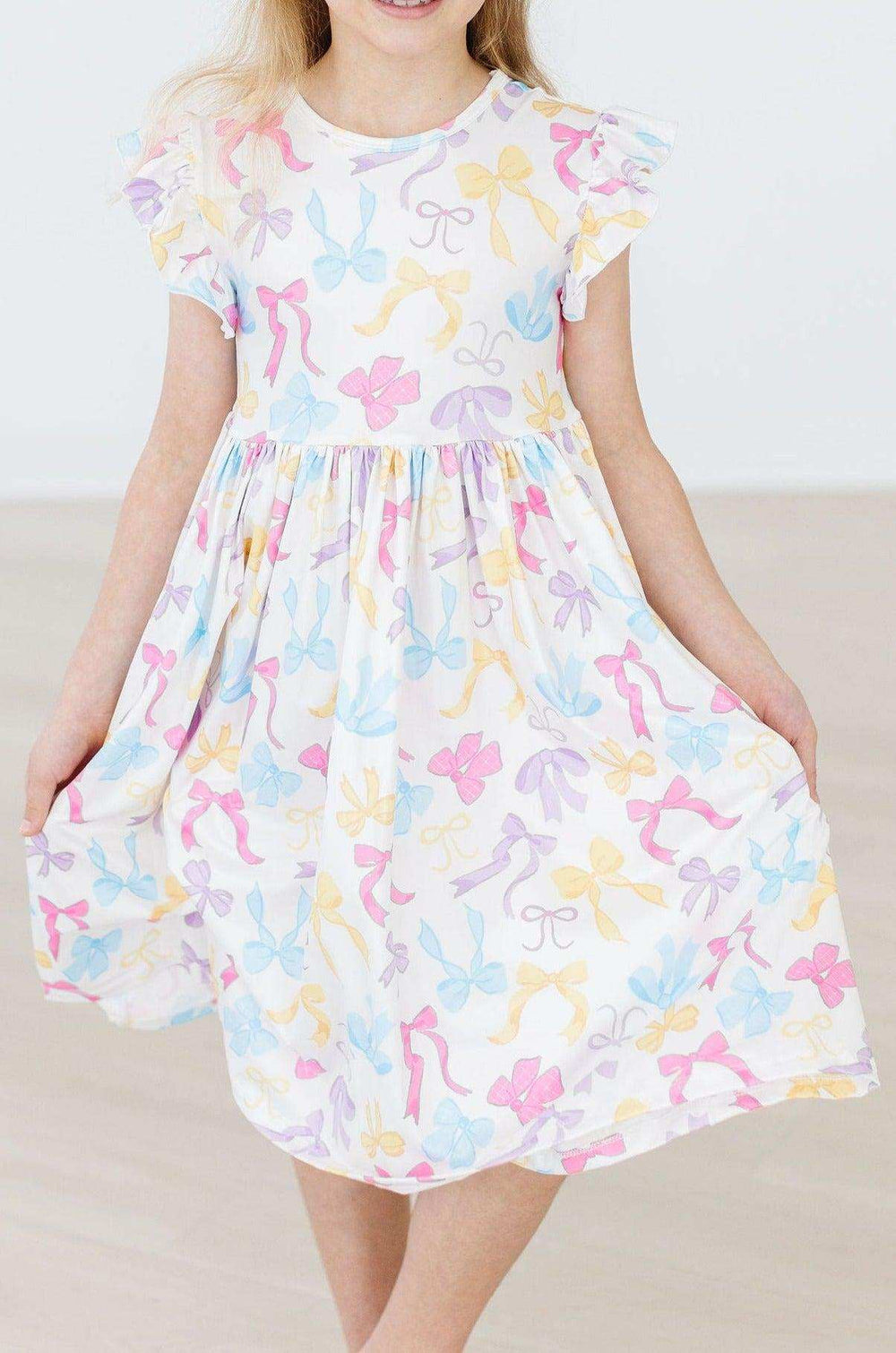 Bow-tastic Flutter Sleeve Twirl Dress - Mila & Rose ® - Flyclothing LLC