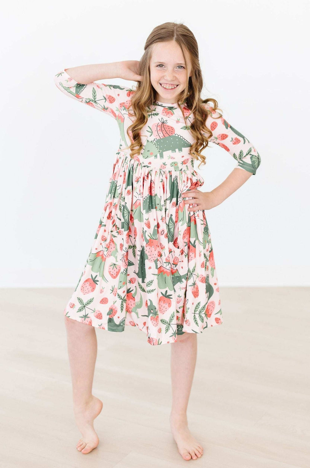 Hear Me Roar 3/4 Sleeve Pocket Twirl Dress - Mila & Rose ® - Flyclothing LLC