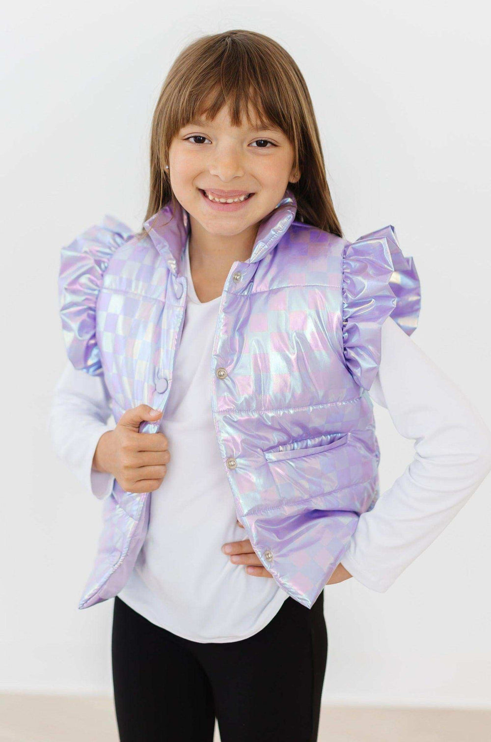 Lavender Haze Checker Puffer Vest - Mila & Rose ® - Flyclothing LLC