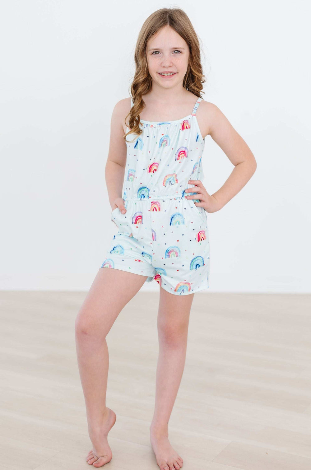 SALE Rainbow Grooves Strappy Play Romper - Mila & Rose ® - Flyclothing LLC