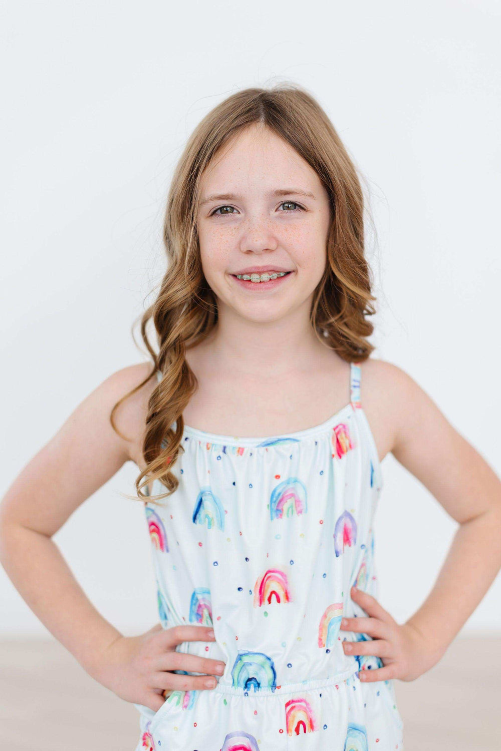 SALE Rainbow Grooves Strappy Play Romper - Mila & Rose ® - Flyclothing LLC