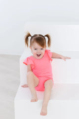 Neon Pink S/S Flutter Sleeve Leotard - Mila & Rose ® - Flyclothing LLC