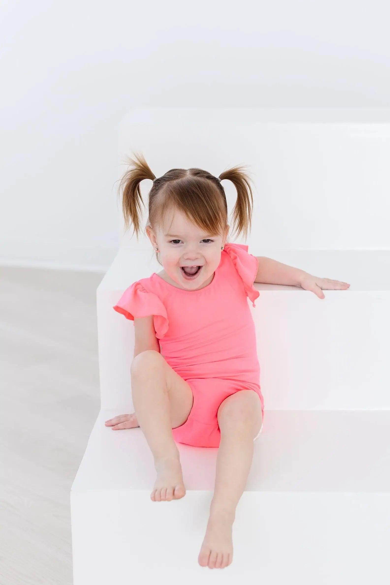 Neon Pink S/S Flutter Sleeve Leotard - Mila & Rose ® - Flyclothing LLC