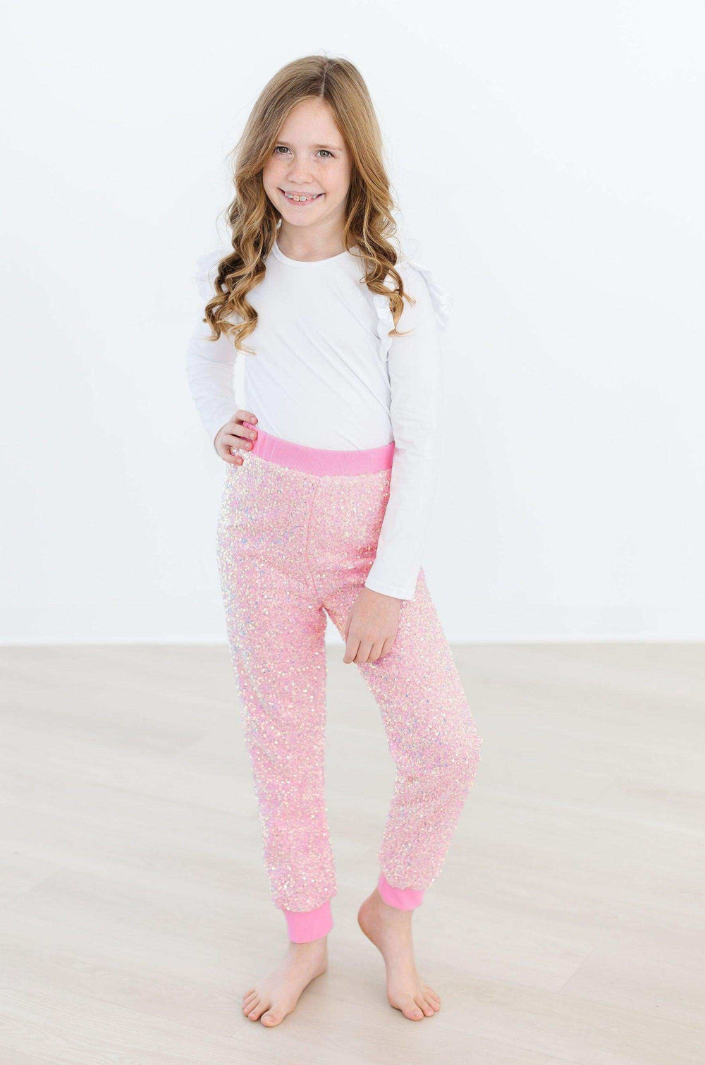 Bubblegum Pink Sequin Joggers - Mila & Rose ® - Flyclothing LLC