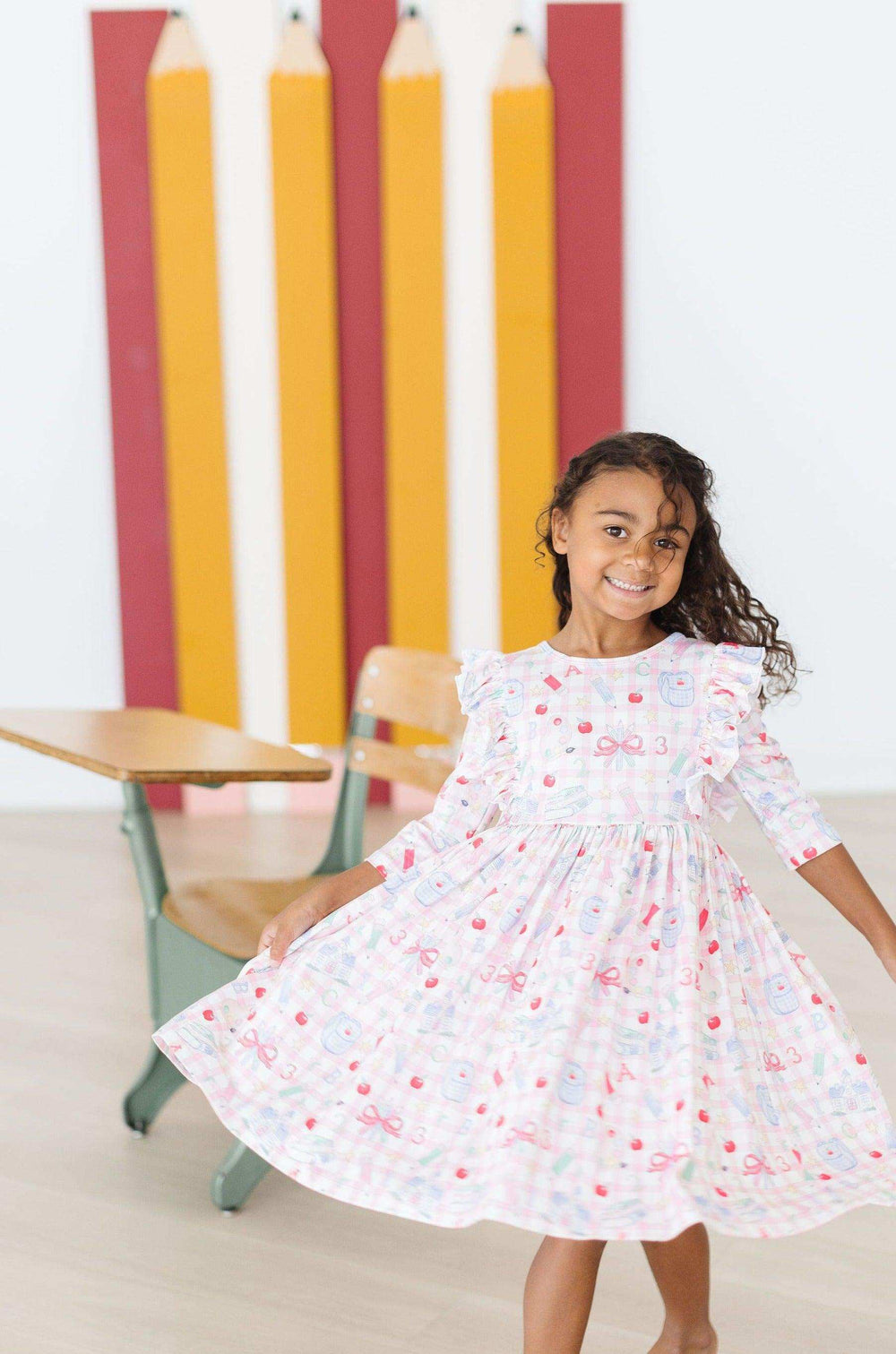School Days 3/4 Ruffle Twirl Dress - Mila & Rose ® - Flyclothing LLC
