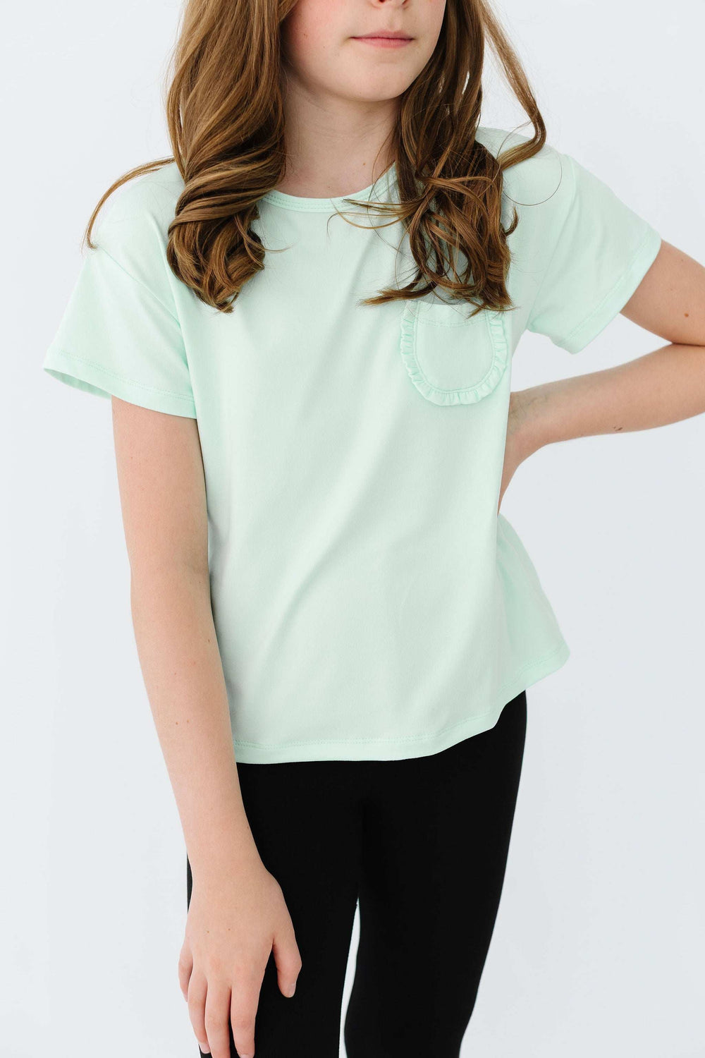 Pastel Green Ruffle Pocket Tee - Mila & Rose ® - Flyclothing LLC