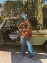 John Wayne Western Pearl Snap Button Up Top In Brown - Lil Bee's Bohemian - Flyclothing LLC
