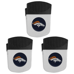 Imán con abrebotellas y clip de fichas de los Denver Broncos, paquete de 3