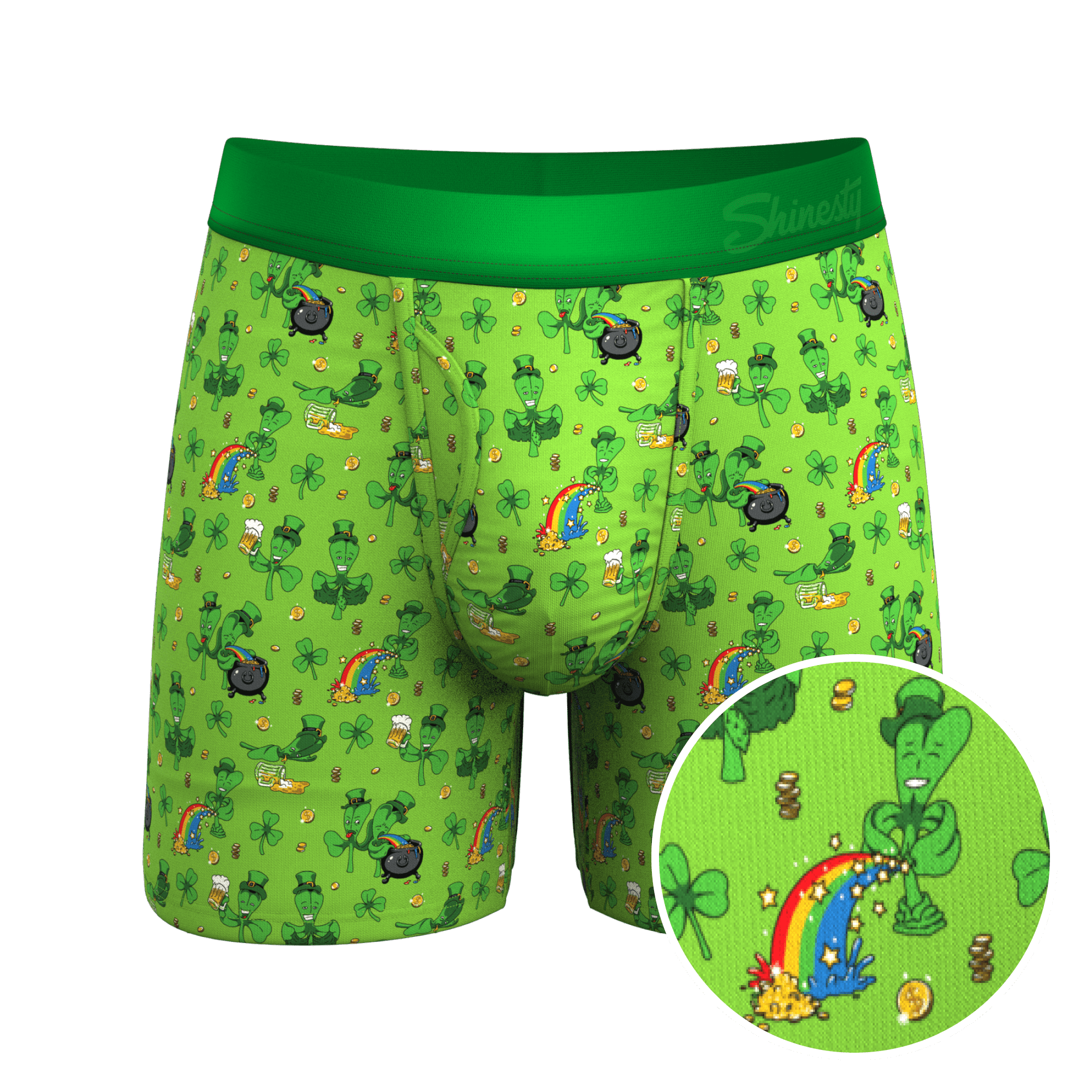 The 3 Leafs To The Wind | St Patricks Day Clovers Ball Hammock® Pouch Underwear With Fly - Shinesty