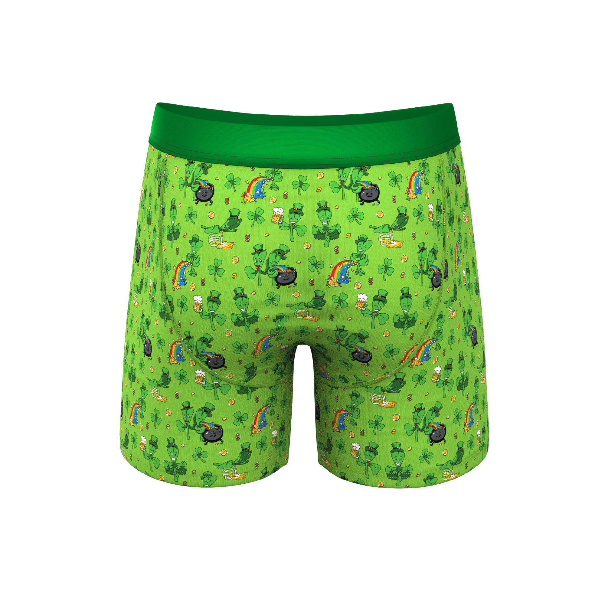 The 3 Leafs To The Wind | St Patricks Day Clovers Ball Hammock® Pouch Underwear With Fly - Shinesty