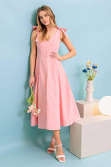 ON THE RIGHT TRACK PEACH WOVEN MIDI DRESS - Flying Tomato - Flyclothing LLC