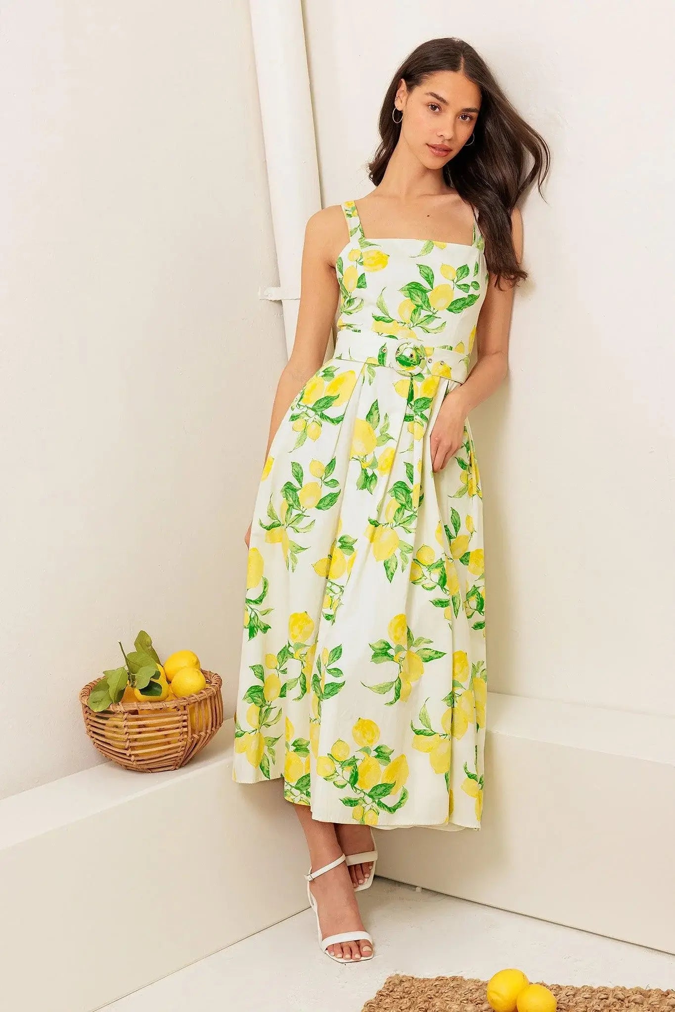 BEAMING PERFECTION IVORY WOVEN MIDI DRESS - Flying Tomato - Flyclothing LLC