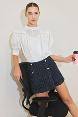 PARISIAN NAVY TWEED SKORT - Flying Tomato - Flyclothing LLC