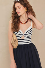 PARIS STRIPE CUTOUT MIDI DRESS - Flying Tomato - Flyclothing LLC