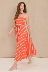 SWEET ESCAPE STRIPE WOVEN MIDI DRESS - Flying Tomato - Flyclothing LLC