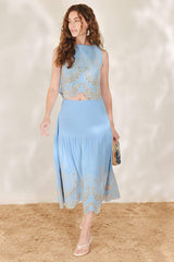 SKY BLOOM WOVEN EYELET TOP - Flying Tomato - Flyclothing LLC