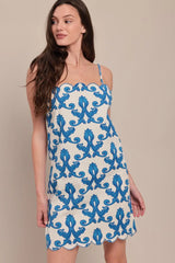 COASTAL SCROLL WOVEN MINI DRESS - Flying Tomato - Flyclothing LLC
