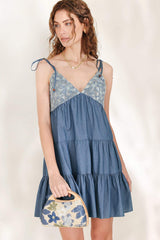 BLUEBELL BABYDOLL WOVEN MINI DRESS - Flying Tomato - Flyclothing LLC