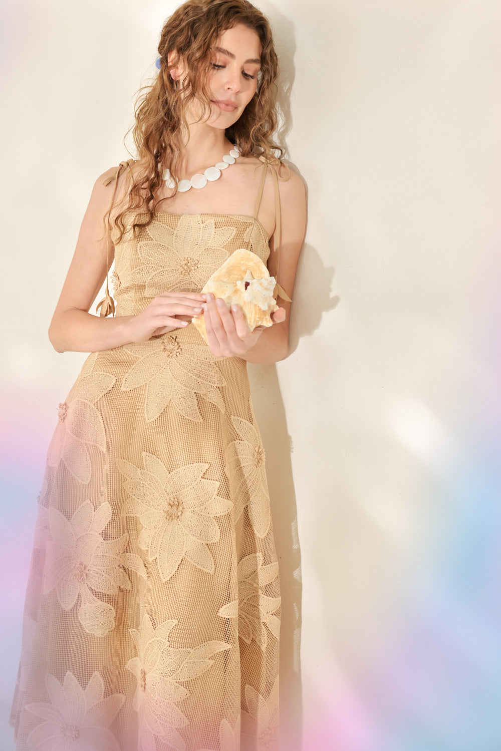 SANDY BLOOM FLORAL WOVEN LACE MIDI DRESS - Flying Tomato - Flyclothing LLC