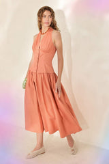SUNSET MUSE WOVEN MIDI DRESS - Flying Tomato - Flyclothing LLC