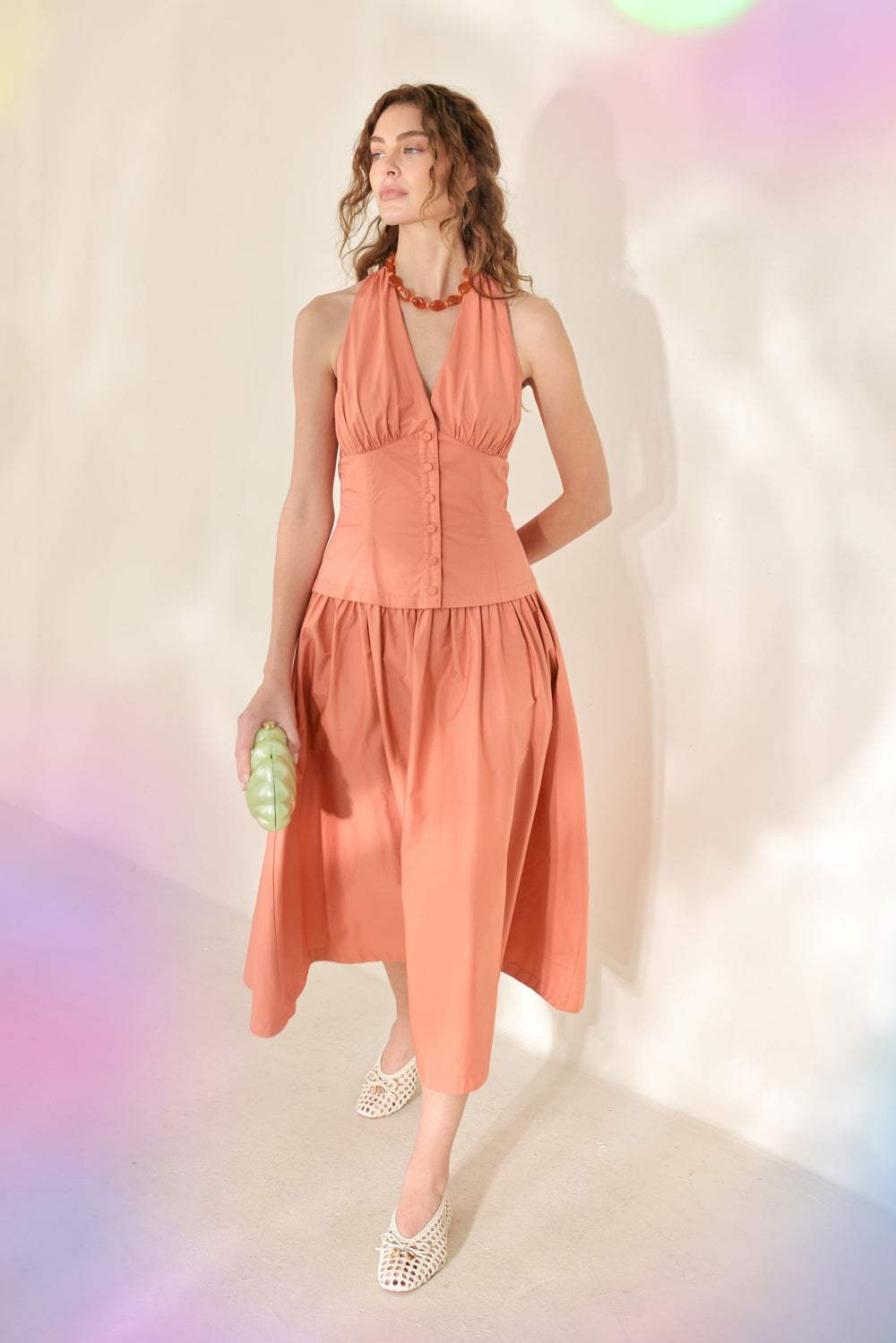 SUNSET MUSE WOVEN MIDI DRESS - Flying Tomato - Flyclothing LLC