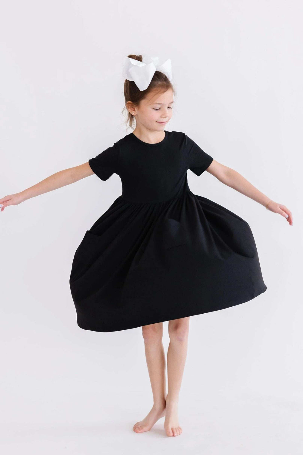 Black S/S Pocket Twirl Dress - Mila & Rose ® - Flyclothing LLC