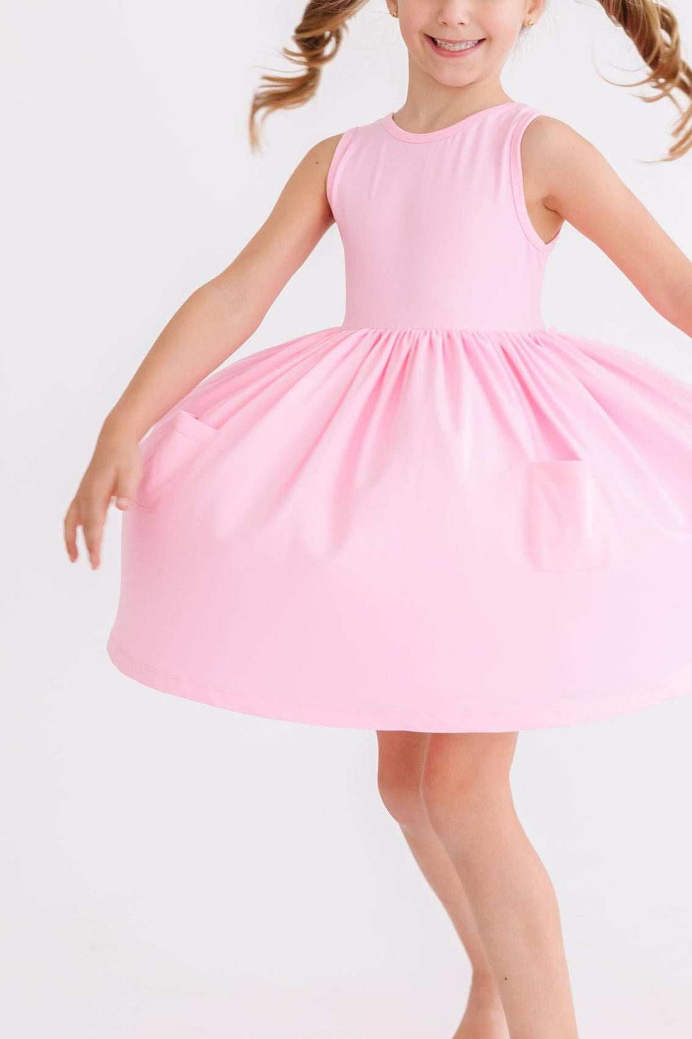 Bubblegum Pink Tank Pocket Twirl Dress - Mila & Rose ® - Flyclothing LLC