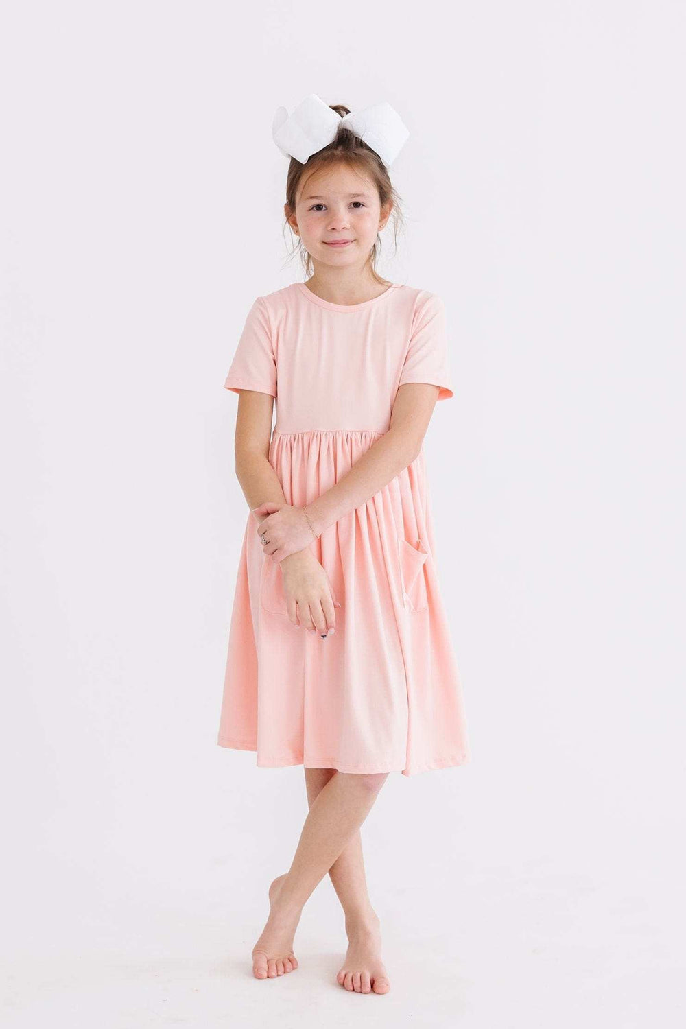 Peach S/S Pocket Twirl Dress - Mila & Rose ® - Flyclothing LLC