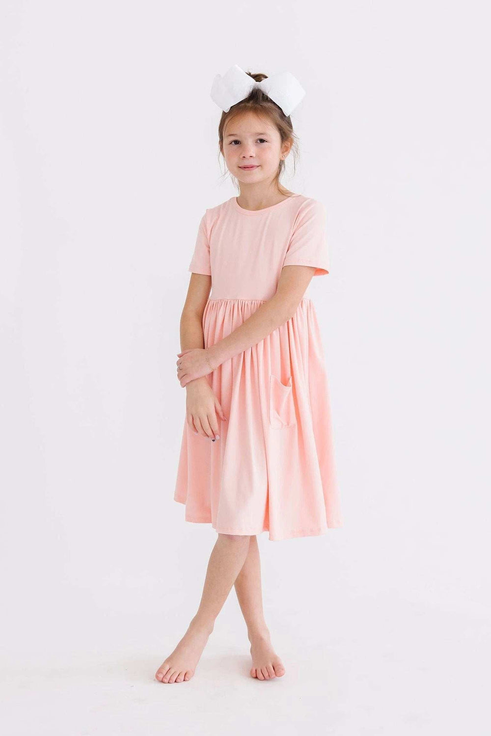 Peach S/S Pocket Twirl Dress - Mila & Rose ® - Flyclothing LLC