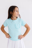 Aqua Ruffle Pocket Tee - Mila & Rose ®