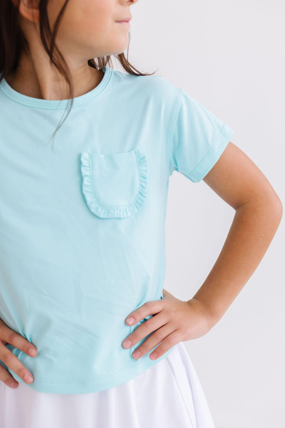 Aqua Ruffle Pocket Tee - Mila & Rose ®