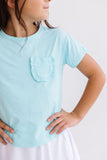 Aqua Ruffle Pocket Tee - Mila & Rose ®