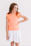 Neon Coral S/S Ruffle Tee - Mila & Rose ®
