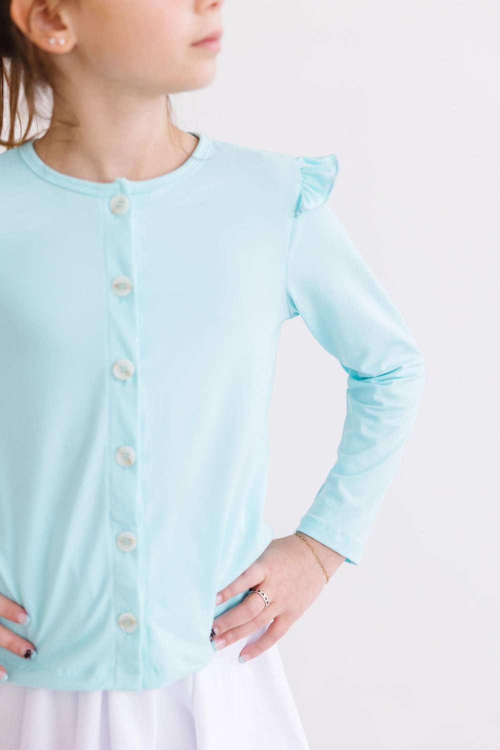 Aqua Ruffle Cardigan - Mila & Rose ®