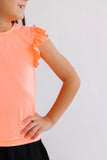 Neon Coral S/S Ruffle Tee - Mila & Rose ®