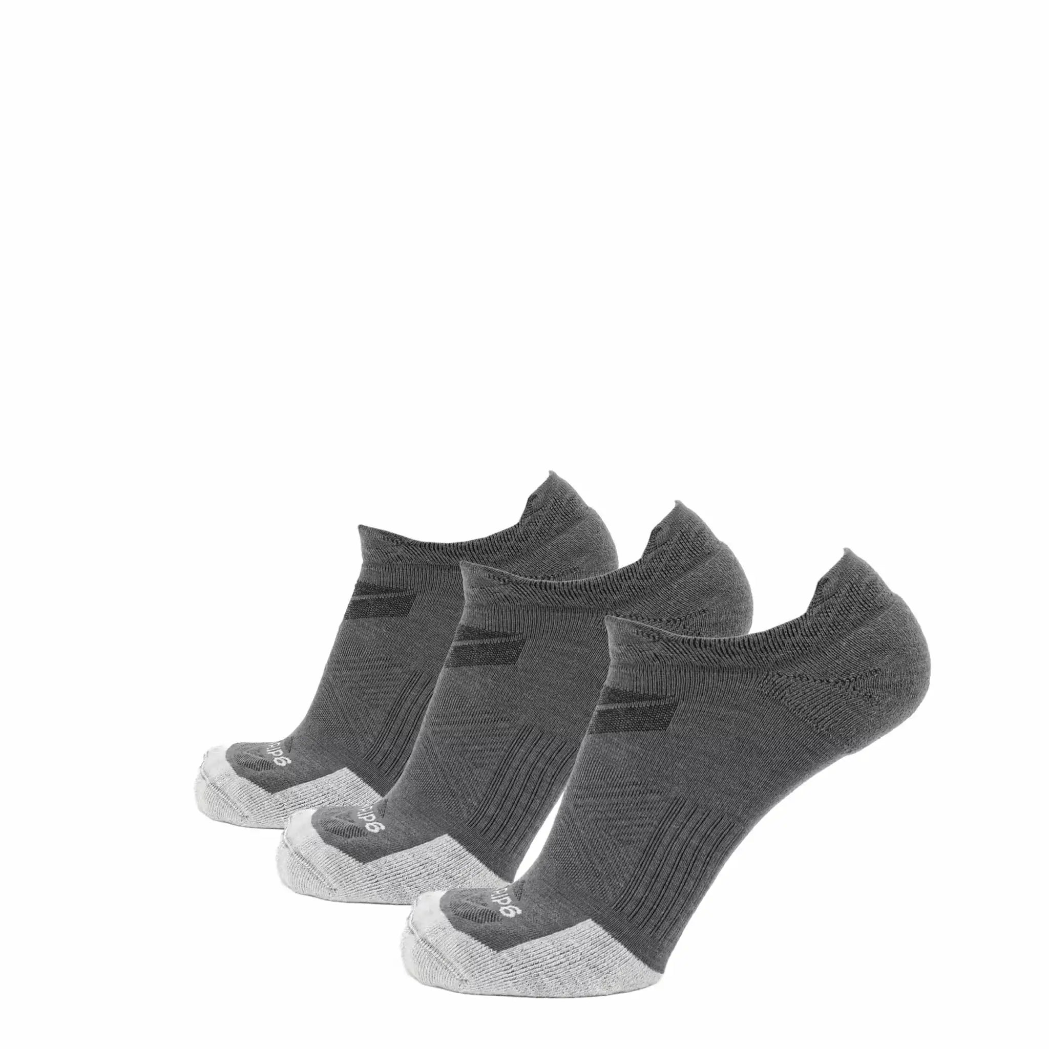 3 Pack Basalt - Run No Show Runweight Merino Wool Sock - GRIP6 - Flyclothing LLC
