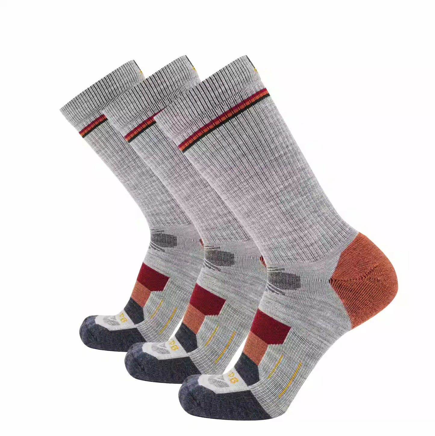 3 Pack Campfire - Hike Crew Lightweight Merino Wool Sock - GRIP6 - Flyclothing LLC