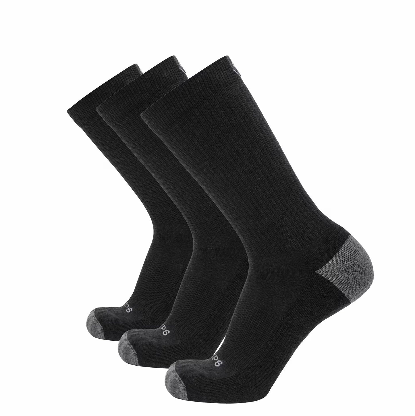 3 Pack Carbon - Casual Crew Midweight Merino Wool Sock - GRIP6 - Flyclothing LLC