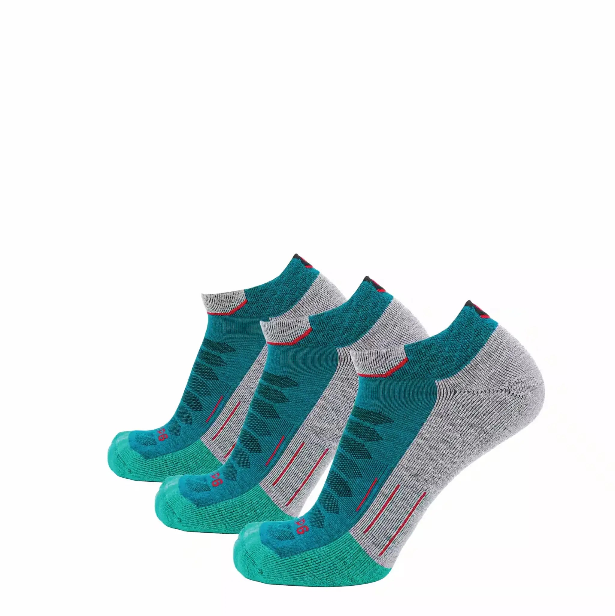 3 Pack Emerald - Run Ankle Midweight Merino Wool Sock - GRIP6 - Flyclothing LLC
