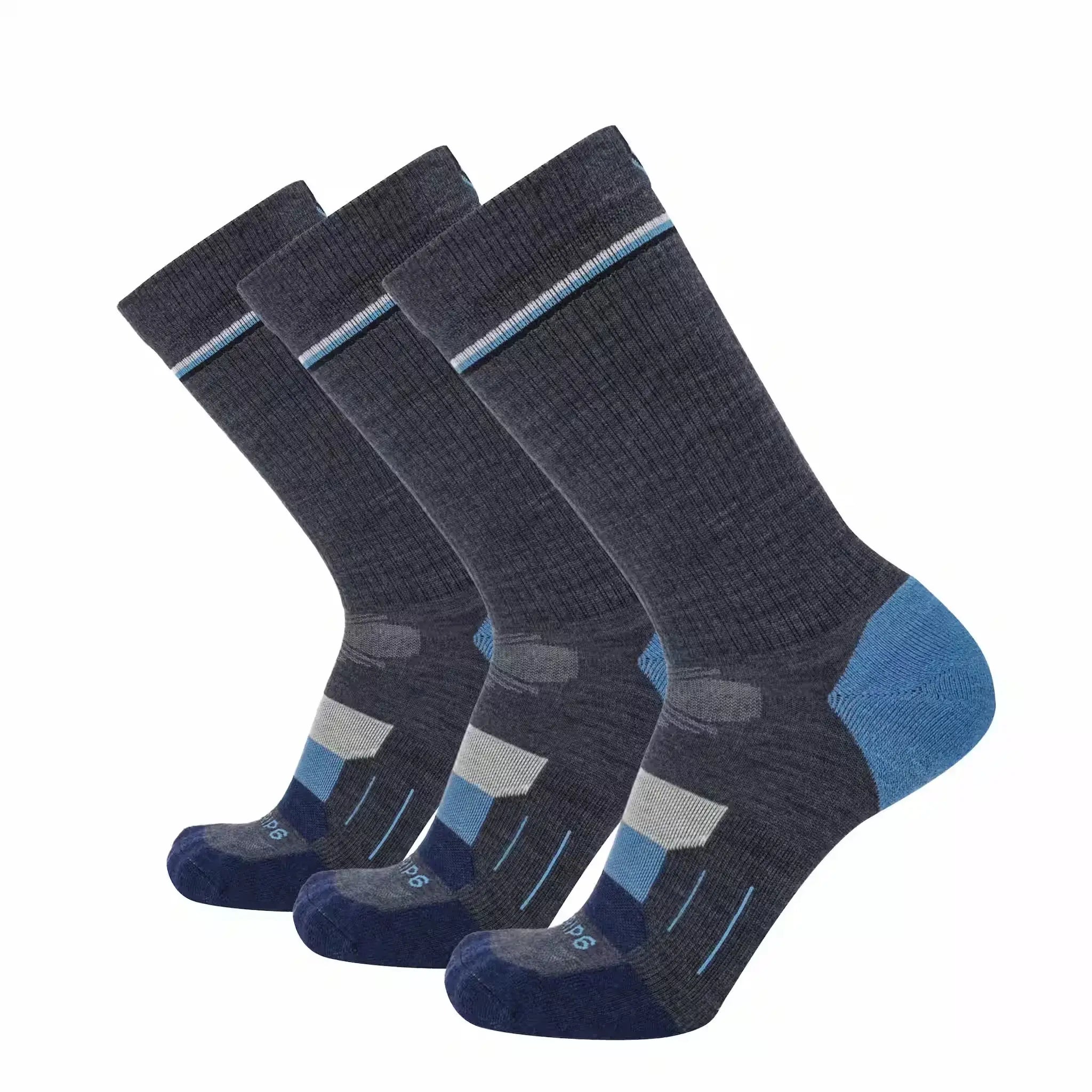 3 Pack Lake - Hike Crew Lightweight Merino Wool Sock - GRIP6 - Flyclothing LLC