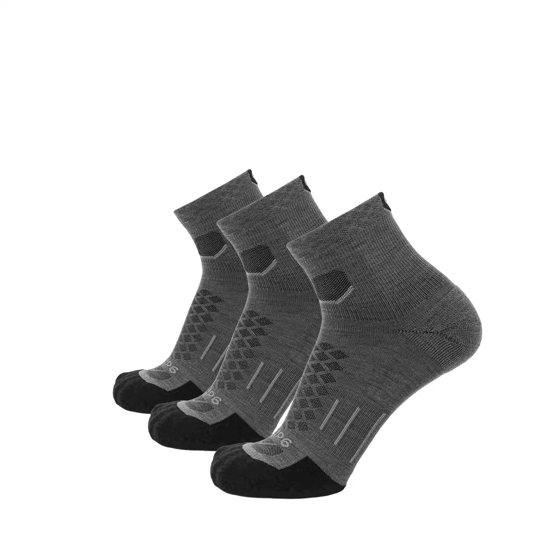 3 Pack Tarmac - Run 1/4 Crew Runweight Merino Wool Sock - GRIP6 - Flyclothing LLC
